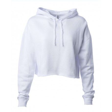 AFX64CRP Independent Trading Co. AFX64CRP  Women's Lightweight Cropped Hooded Sweatshirt WHITE