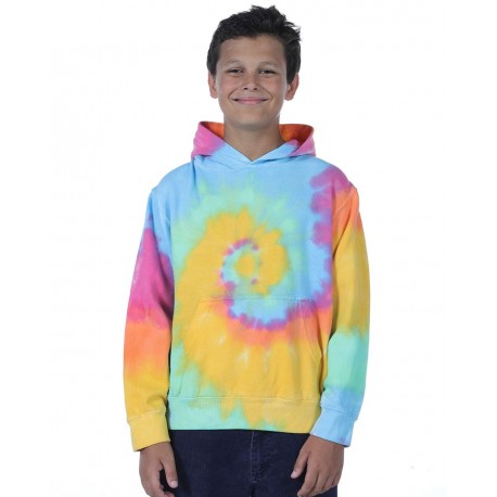 854BMS Dyenomite 854BMS Youth Multi-Color Swirl Hooded Sweatshirt Aerial Spiral