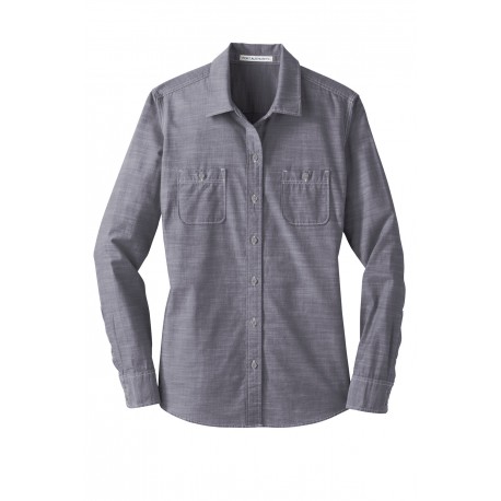 LW380 Port Authority LW380 Ladies Slub Chambray Shirt TRUE NAVY