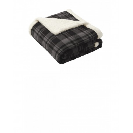 BP43 Port Authority BP43 Flannel Sherpa Blanket BLACK WATCH