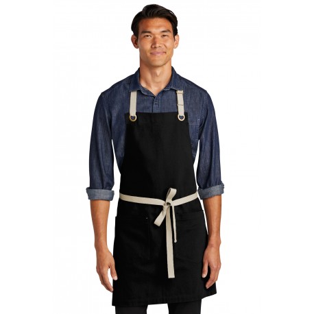 A815 Port Authority A815 Canvas Full-Length Two-Pocket Apron Black/ Stone