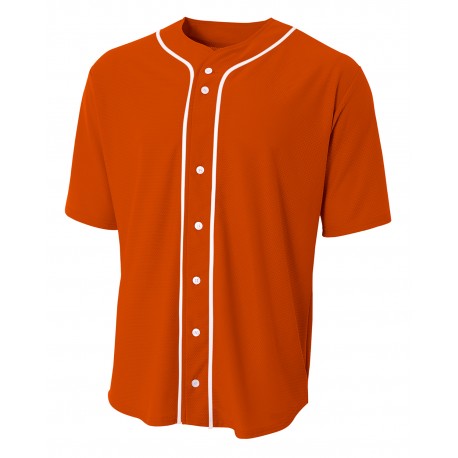 N4184 A4 N4184 Shorts Sleeve Full Button Baseball Top ATHLETIC ORANGE