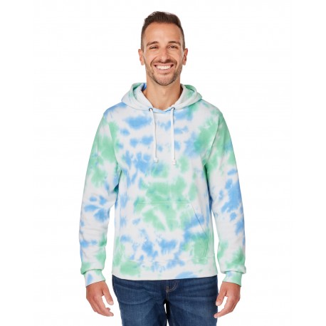 8861JA J America 8861JA Adult Tie-Dye Pullover Hooded Sweatshirt LAGOON TIE DYE