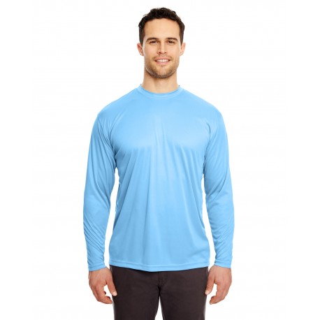 8422 UltraClub 8422 Adult Cool & Dry Sport Long-Sleeve Performance Interlock T-Shirt COLUMBIA BLUE