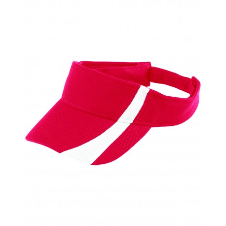 6260 Augusta Sportswear 6260 Adult Adjustable Wicking Mesh Two-Color Visor RED/ WHITE