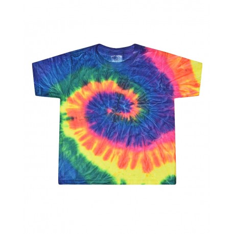 1160 Colortone 1160 Toddler Tie-Dyed T-Shirt NEON RAINBOW