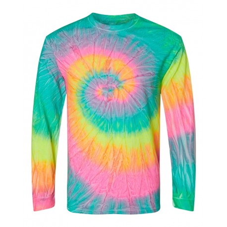 2000 Colortone 2000 Tie-Dyed Long Sleeve T-Shirt MINTY RAINBOW