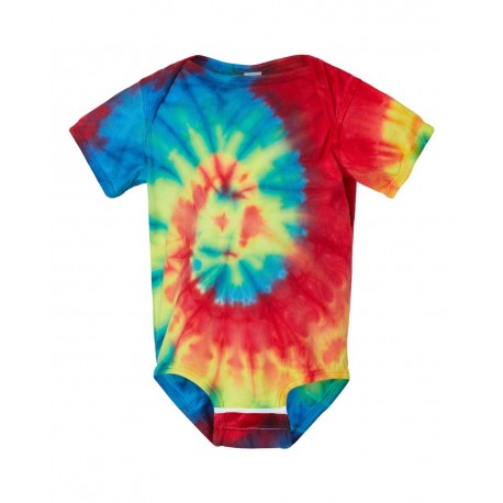 340MS Dyenomite 340MS Infant Spiral Tie-Dyed Onesie RAINBOW