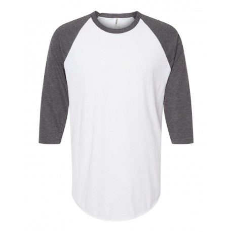 245 Tultex 245 Unisex Fine Jersey Raglan T-Shirt White/ Heather Charcoal