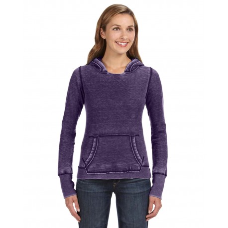 JA8912 J America JA8912 Ladies' Zen Pullover Fleece Hooded Sweatshirt TWISTED PLUM