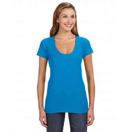 JA8169 J America JA8169 Ladies' V-Neck Slub T-Shirt OCEANBERRY