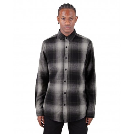 SHHFS Shaka Wear SHHFS Men's Plaid Flannel Overshirt SHADOW/ BLACK