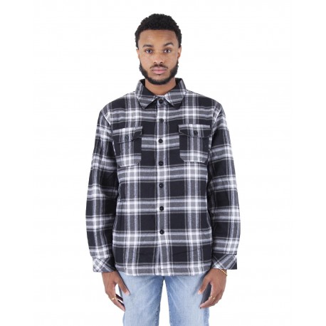 SHPFJ Shaka Wear SHPFJ Men's Plaid Flannel Jacket BLACK