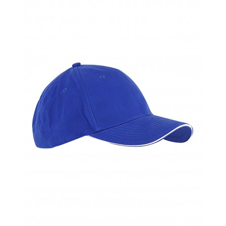 BX004 Big Accessories BX004 6-Panel Twill Sandwich Baseball Cap ROYAL/ WHITE