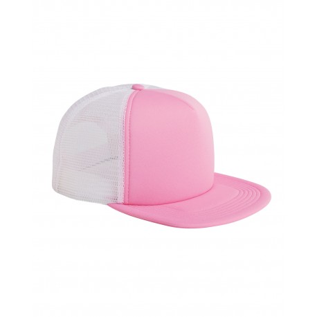 BX030 Big Accessories BX030 5-Panel Foam Front Trucker Cap PINK/ WHITE