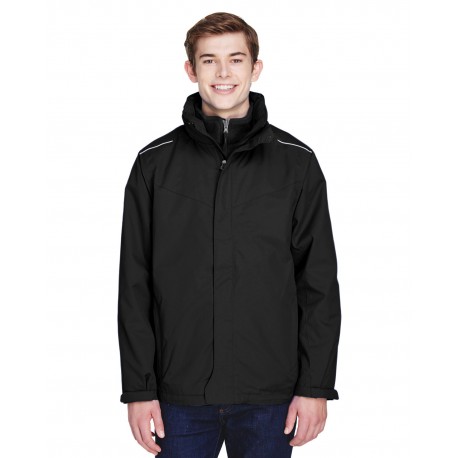88205 Core 365 88205 Men's Region 3-In-1 Jacket With Fleece Liner BLACK