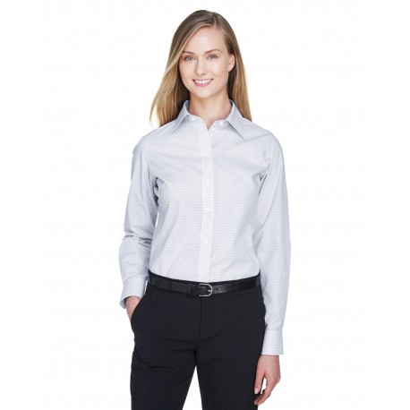DG510W Devon & Jones DG510W Ladies' Crown Woven Collection Micro Tattersall WHT/ SLVR/ SLATE