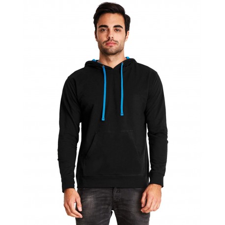 9301 Next Level 9301 Unisex Laguna French Terry Pullover Hooded Sweatshirt BLACK/ TURQUOISE