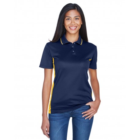 8406L UltraClub 8406L Ladies' Cool & Dry Sport Two-Tone Polo NAVY/ GOLD