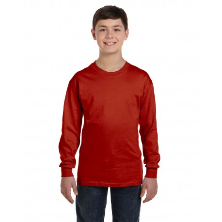5546 Hanes 5546 Youth Authentic-T Long-Sleeve T-Shirt DEEP RED