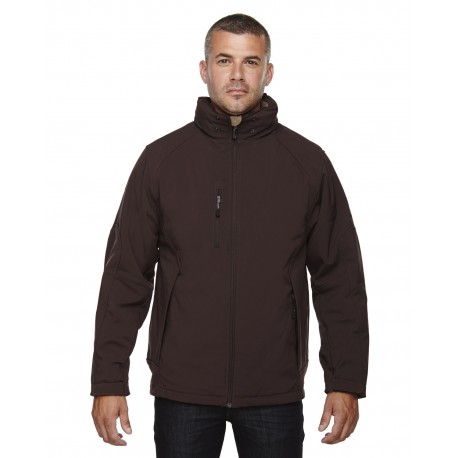 88159 North End 88159 Men's Glacier Insulated Three-Layer Fleece Bonded Soft Shell Jacket With Detachable Hood DK CHOCOLTE 672