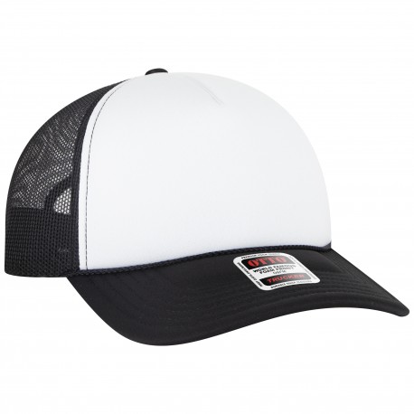 39102-1 OTTO Cap 39102-1 5 Panel Low Profile Mesh Back Trucker Hat 39102-1 031603 - Blk/Wht/Blk