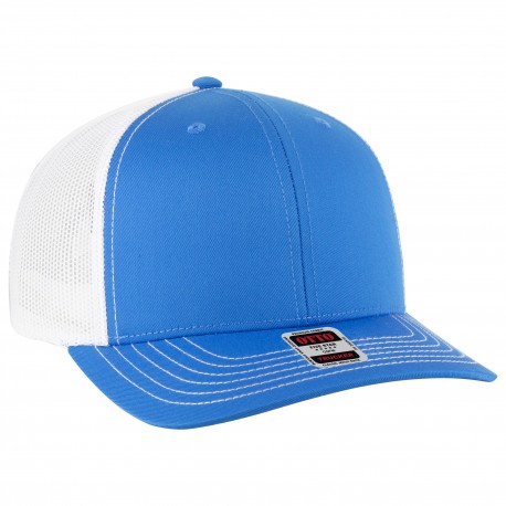 112-1 OTTO Cap 112-1 6 Panel Mid Profile Mesh Back Trucker Hat 10410416 - Lk.Blue/Lk.Blue/Wht