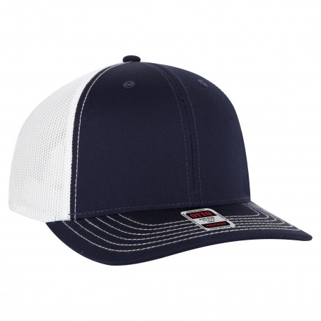 112-1 OTTO Cap 112-1 6 Panel Mid Profile Mesh Back Trucker Hat 040416 - Nvy/Nvy/Wht