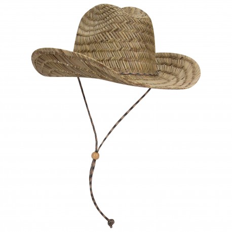 129-1326 OTTO Cap 129-1326 Straw Cowboy Hat w/Adjustable Cord 031 - Natural
