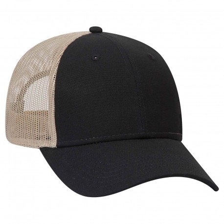83-1273 OTTO Cap 83-1273 6 Panel Low Profile Mesh Back Trucker Hat 030332 - Blk/Blk/Kha