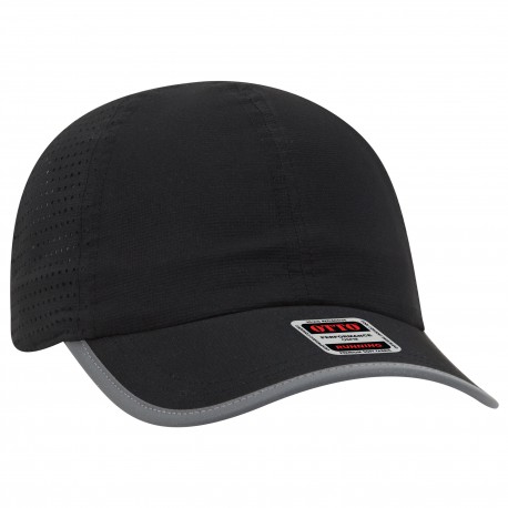 133-1258 OTTO Cap 133-1258 Reflective 6 Panel Running Hat 003 - Black