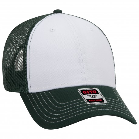 83-1239 OTTO Cap 83-1239 6 Panel Low Profile Mesh Back Trucker Hat 171617 - Dk.Grn/Wht/Dk.Grn