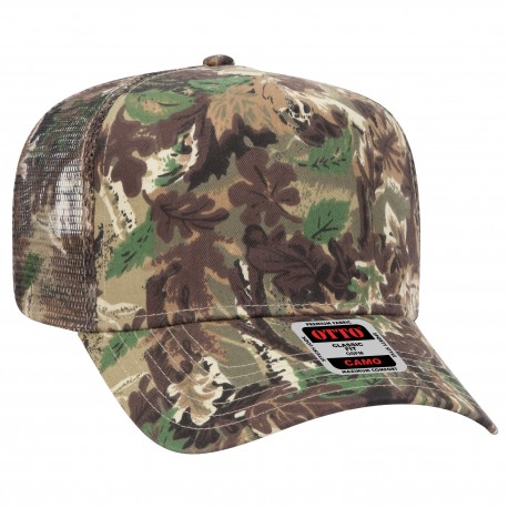 47-049 OTTO Cap 47-049 Camouflage 5 Panel Mid Crown Mesh Back Trucker Hat 180705 - Lt.Lod/Brn/Kly
