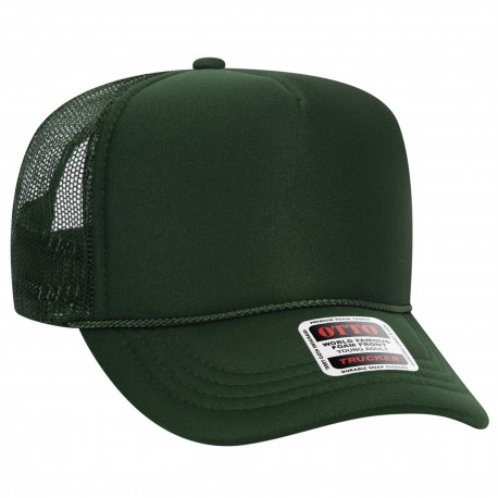 39-165 OTTO Cap 39-165 5 Panel High Crown Mesh Back Trucker Hat 017 - Dk. Green