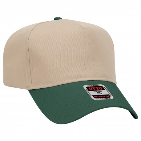 31-069 OTTO Cap 31-069 5 Panel Mid Profile Baseball Cap 1732 - Dk.Grn/Kha