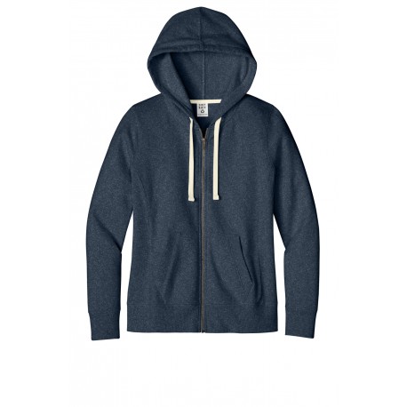 DT8103 District DT8103 Women's Re-Fleece Full-Zip Hoodie Heathered Navy