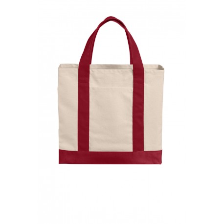 BG429 Port Authority BG429 Cotton Canvas Two-Tone Tote Natural/ Deep Red