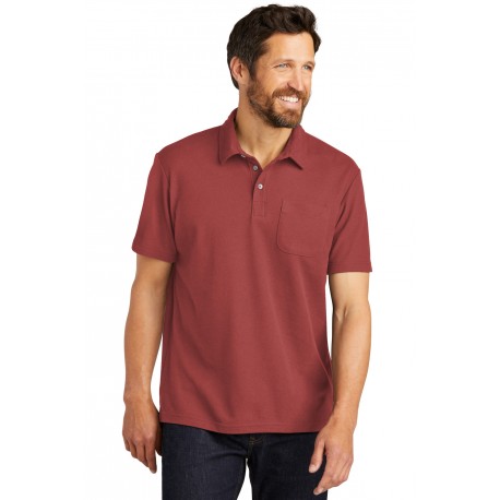 K868 Port Authority K868 C-FREE Cotton Blend Pique Pocket Polo GARNET
