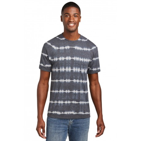 PC142 Port & Company PC142 Allover Stripe Tie-Dye Tee Graphite/ Light Grey