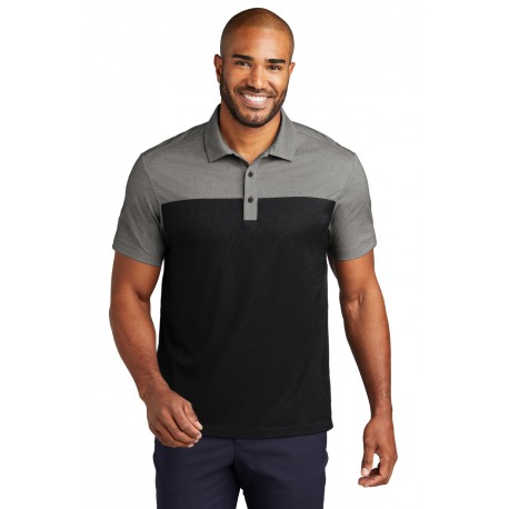K831 Port Authority K831 Fine Pique Blend Blocked Polo Deep Black/ Charcoal Heather