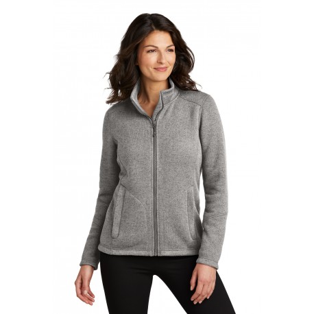L428 Port Authority L428 Women's Arc Sweater Fleece Jacket Deep Smoke Heather