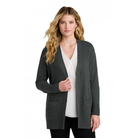 LSW2890 Port Authority LSW2890 Women's Easy Care Open-Front Cardigan Sweater CHARCOAL HEATHER