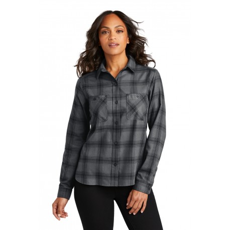 LW669 Port Authority LW669 Women's Plaid Flannel Shirt Grey/ Black Open Plaid