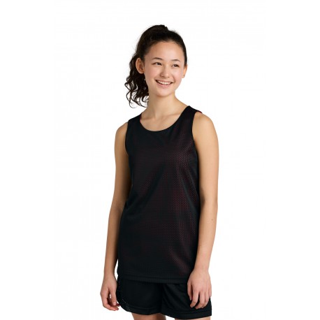 YST5000 Sport-Tek YST5000 Youth PosiCharge Reversible Mesh Tank Black/ Deep Red