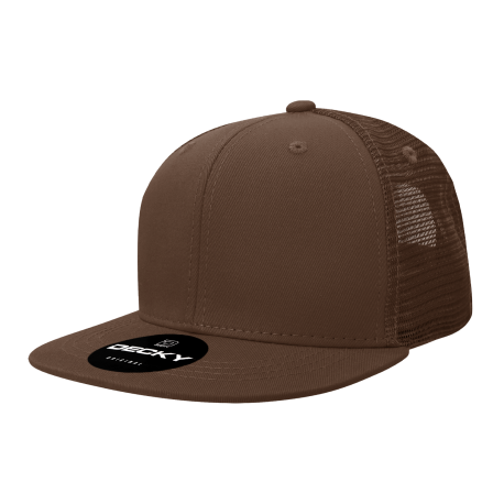 1052 Decky 1052 6 Panel High Profile Structured Acrylic/Polyester Trucker BROWN