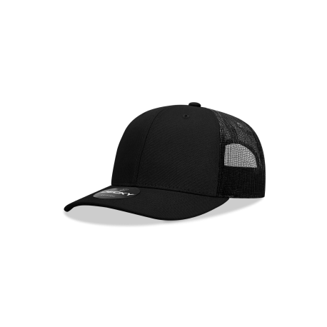 5019 Decky 5019 Youth 6 Panel Mid Profile Structured Cotton Trucker BLACK