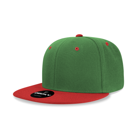 6020 Decky 6020 6 Panel High Profile Structured Acrylic/Polyester Snapback Kelly/Red