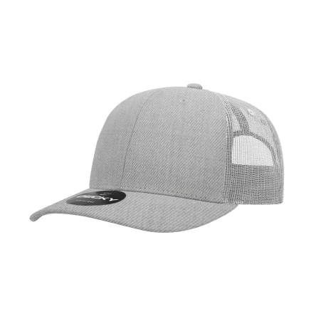 6021 Decky 6021 6 Panel Mid Profile Structured Cotton Blend Trucker Heather  Grey/L.Grey