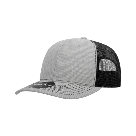 6031 Decky 6031 6 Panel Mid Profile Structured Contra-Stitch Trucker Hgy/Blk