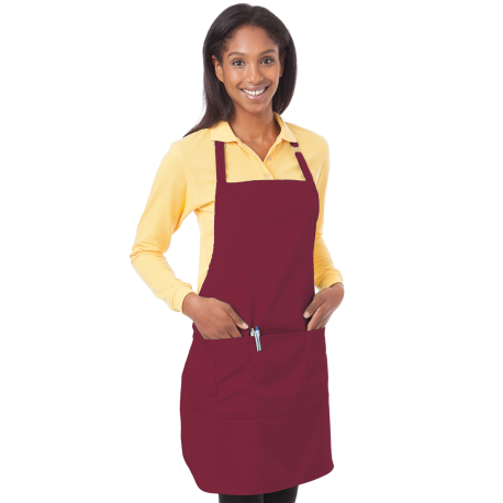 BG1270 Blue Generation BG1270 Teflon Treated Twill Bib Apron BURGUNDY